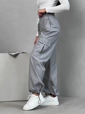 Сірі штани карго оверсайз 42-46 з плащівки 123 фото